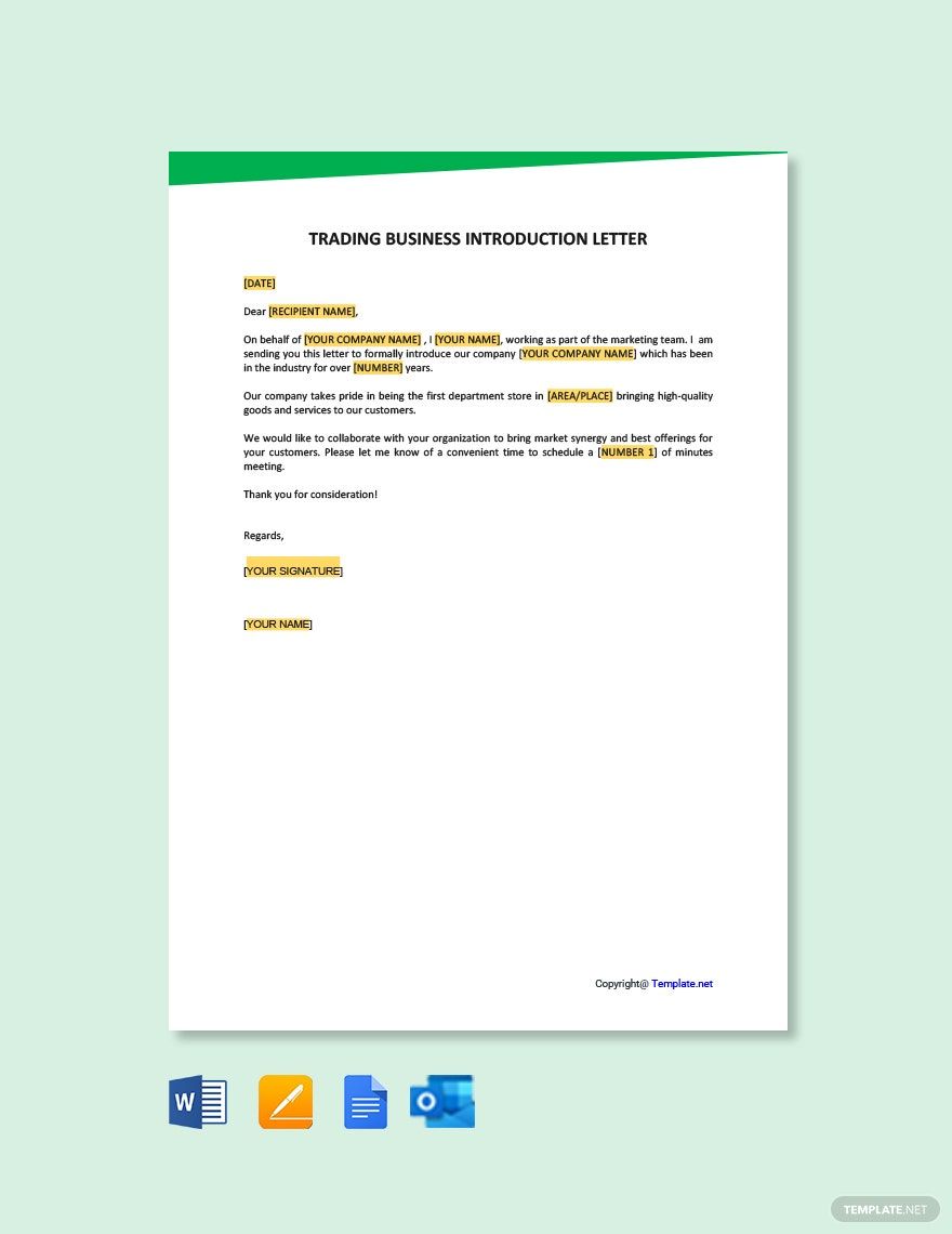 Trading Business Introduction Letter Template Google Docs, Word