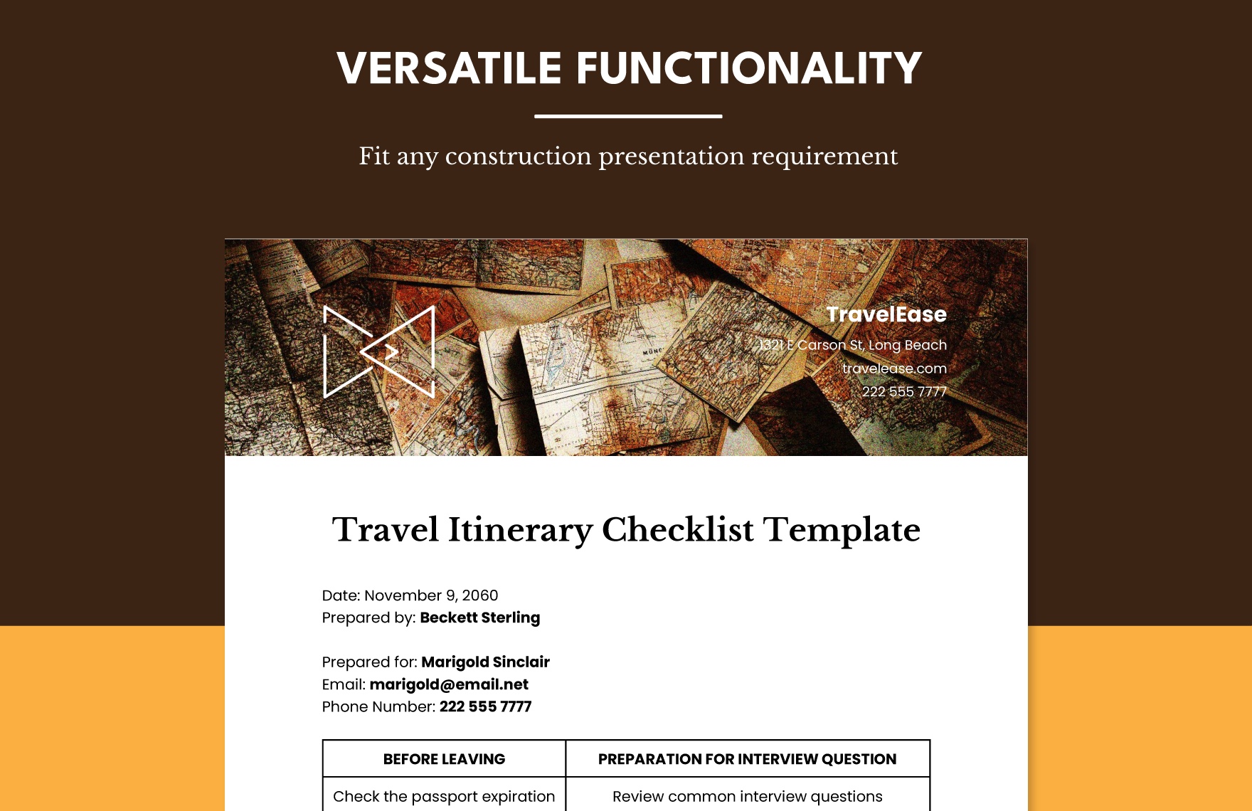 Travel Itinerary Checklist Template in PDF, Word, Google Docs