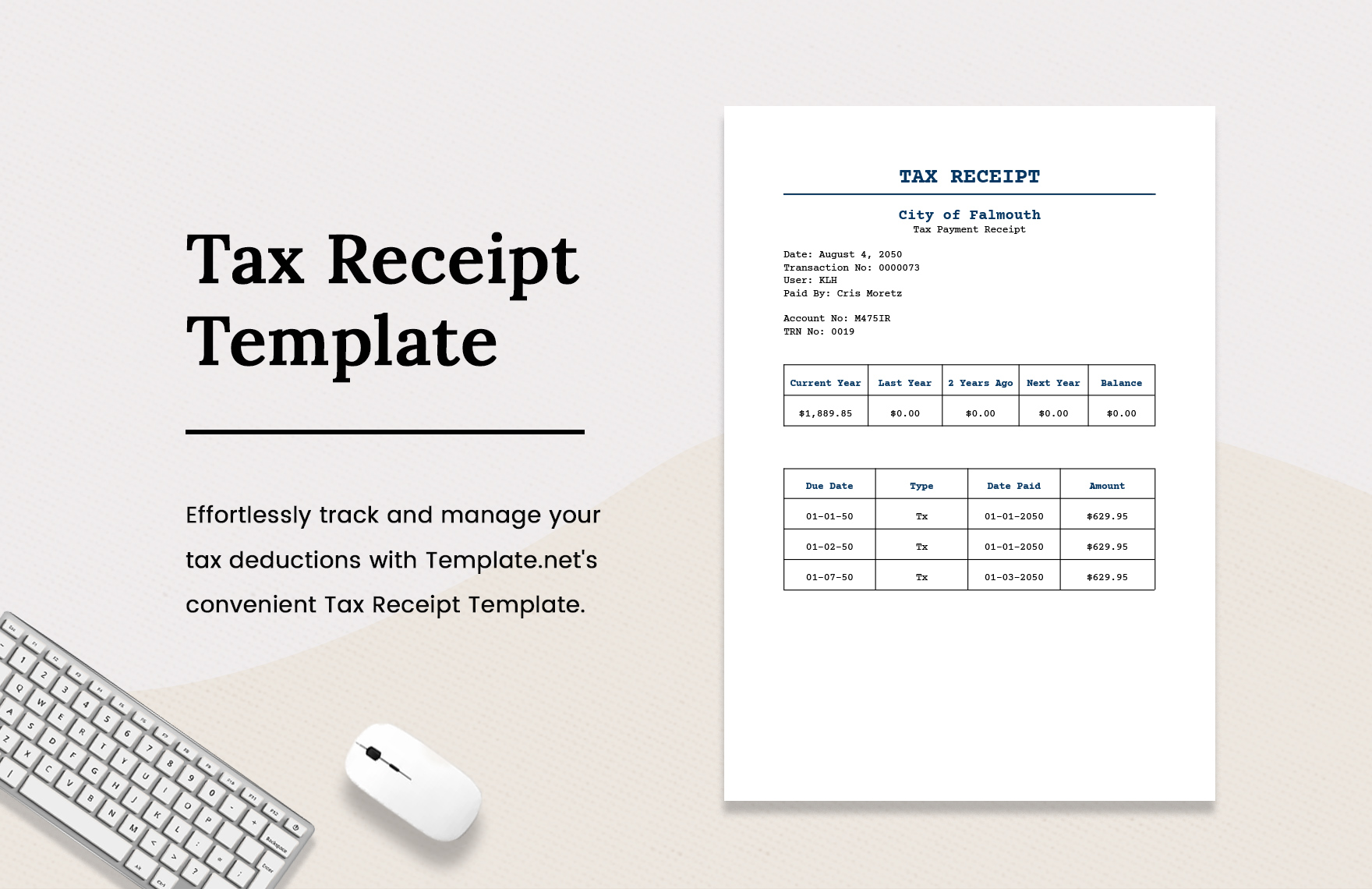 Tax Receipt Template in Word, PDF, Google Docs, PSD Download