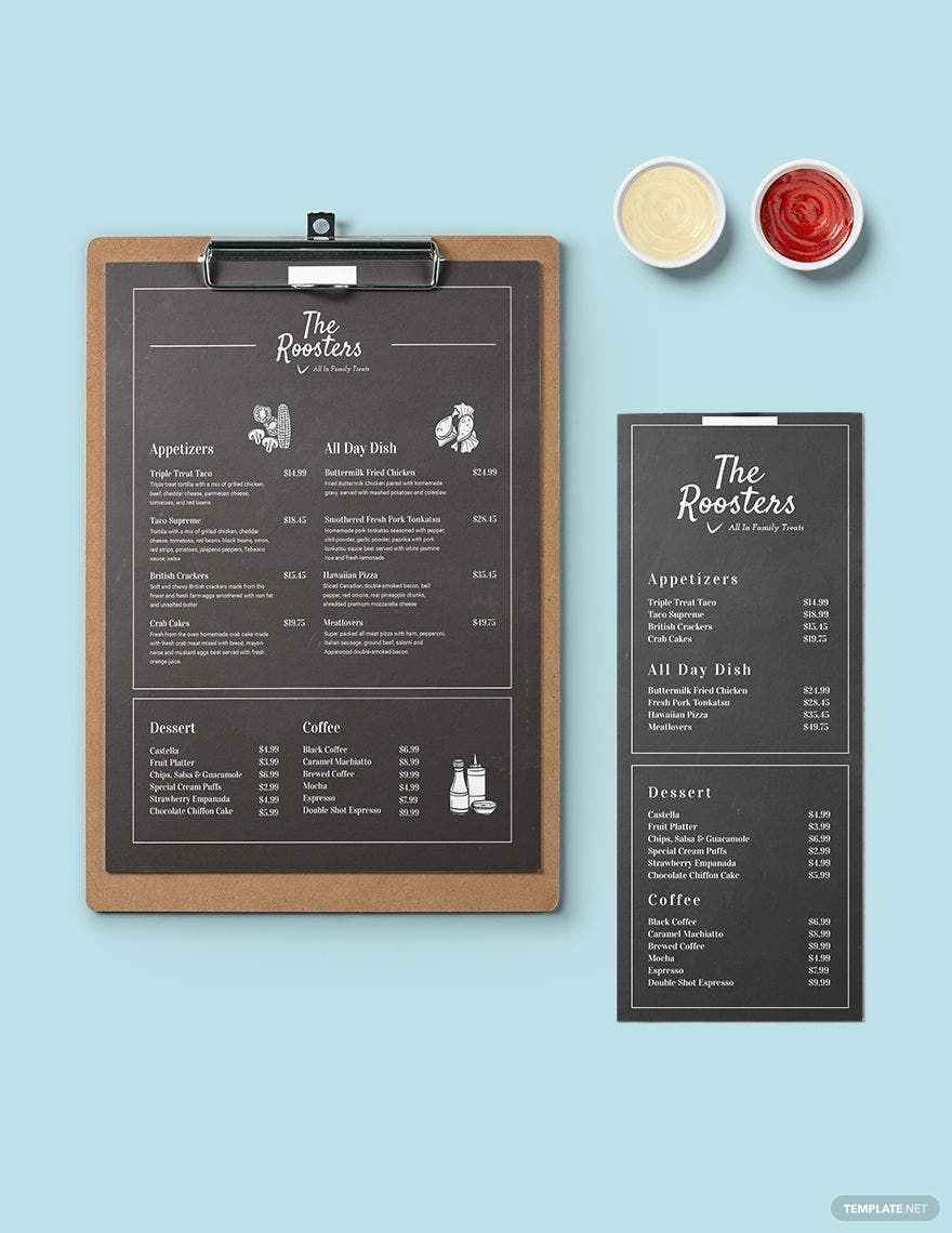 Chalkboard Menu Design Template in Word, Pages, Illustrator, PSD