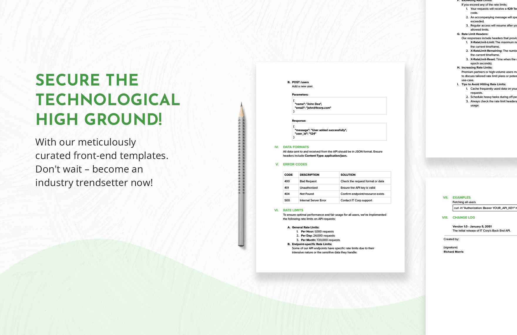 IT BackEnd API Documentation Template in Word, PDF, Google Docs