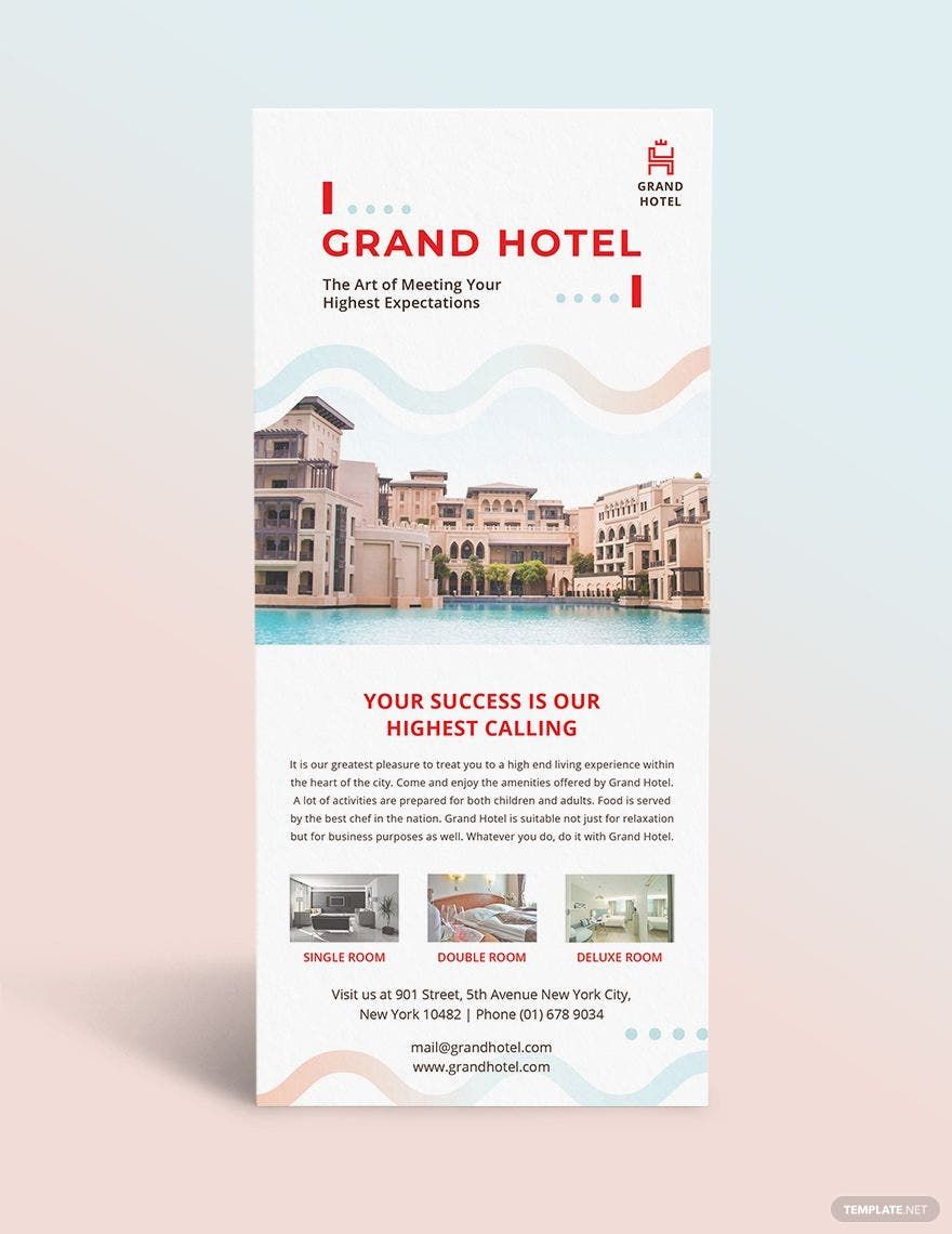 Grand Hotel Rack Card Template in Pages, Publisher, InDesign, Word, PSD