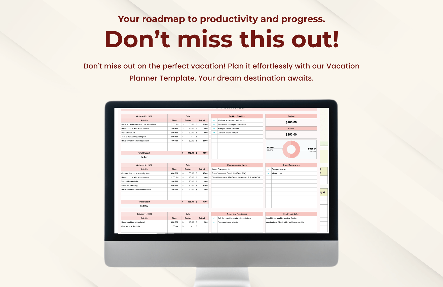 Vacation Planner Template in Excel, Google Sheets Download
