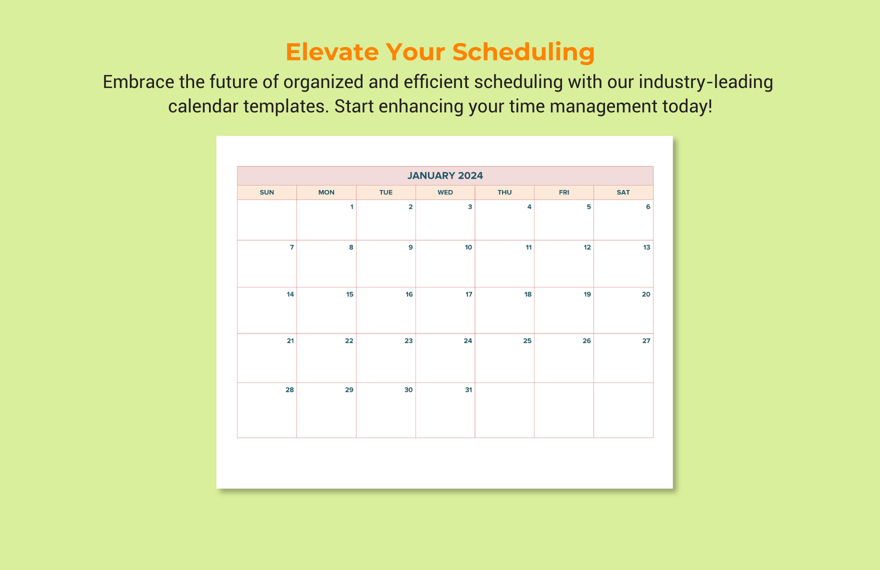 Basic Calendar Template in Word, PDF, Google Docs Download