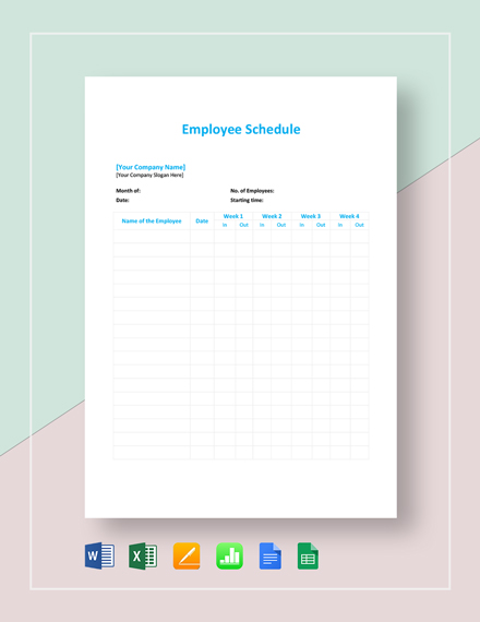 Employee Schedule Template - 14+ Free Word, Excel, PDF Documents Download
