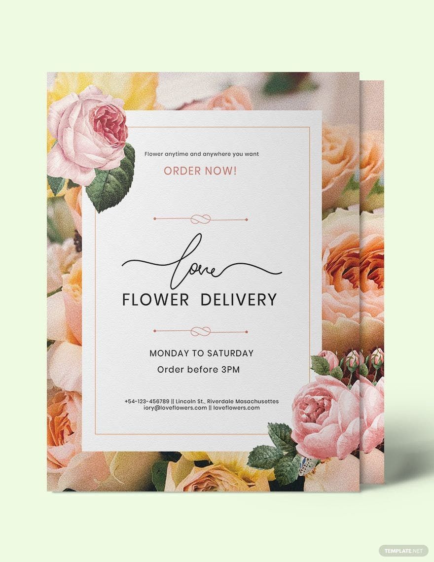 Flower Delivery Service Flyer Template Google Docs, Illustrator, Word