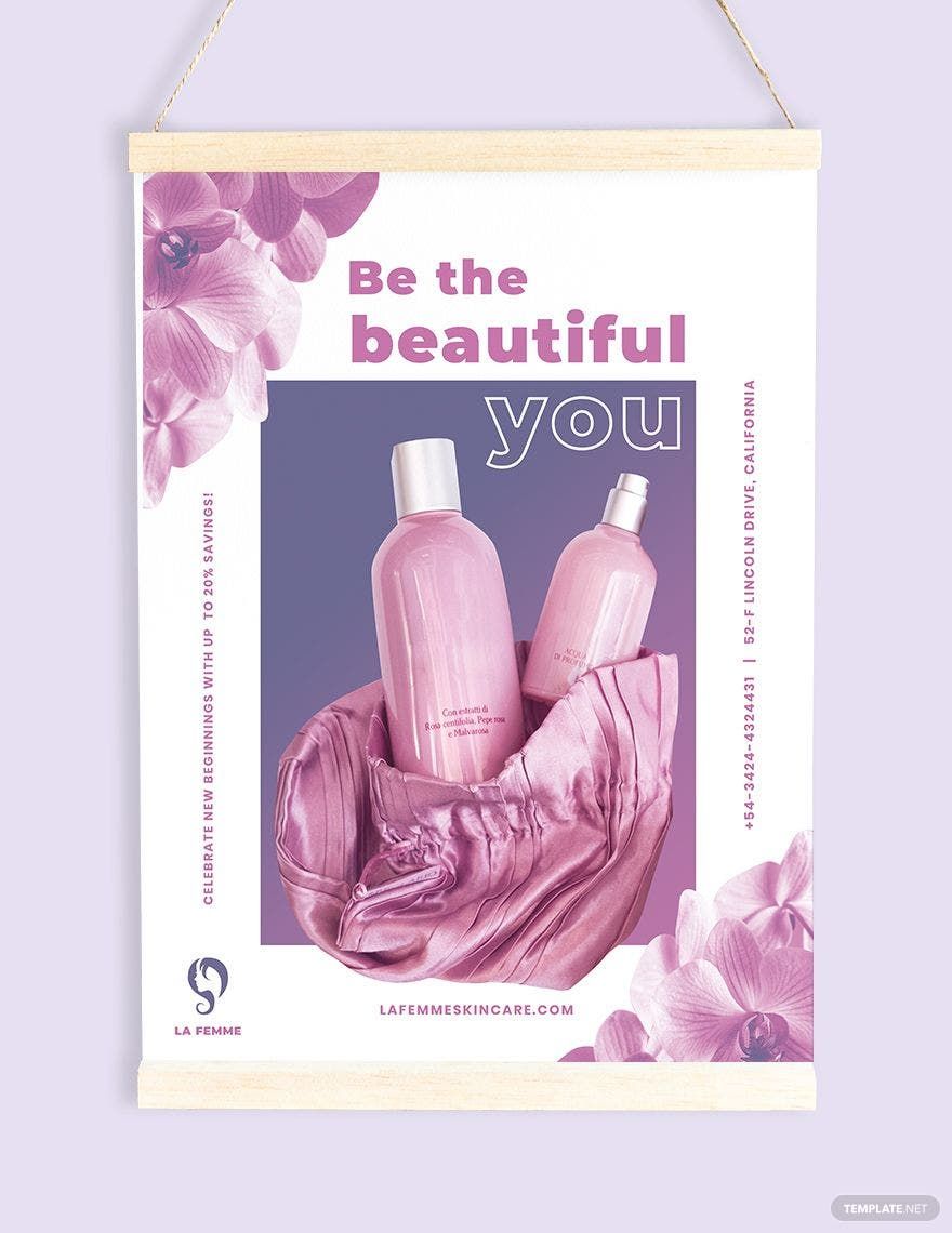 Cosmetics Advertisement Poster Template in Illustrator, Pages, PSD
