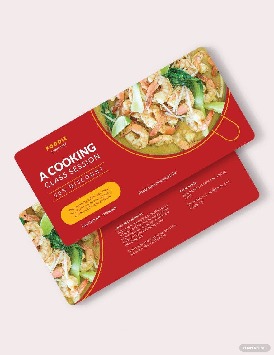 Cooking Class Voucher Template in Illustrator, Pages, PSD, Publisher