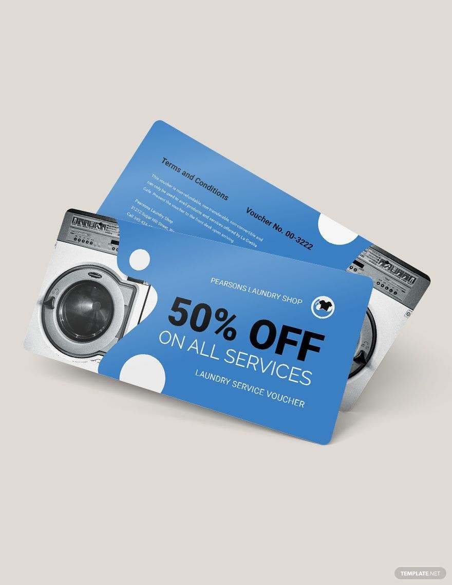 Laundry Service Voucher Template in Illustrator, PSD, Pages, Word