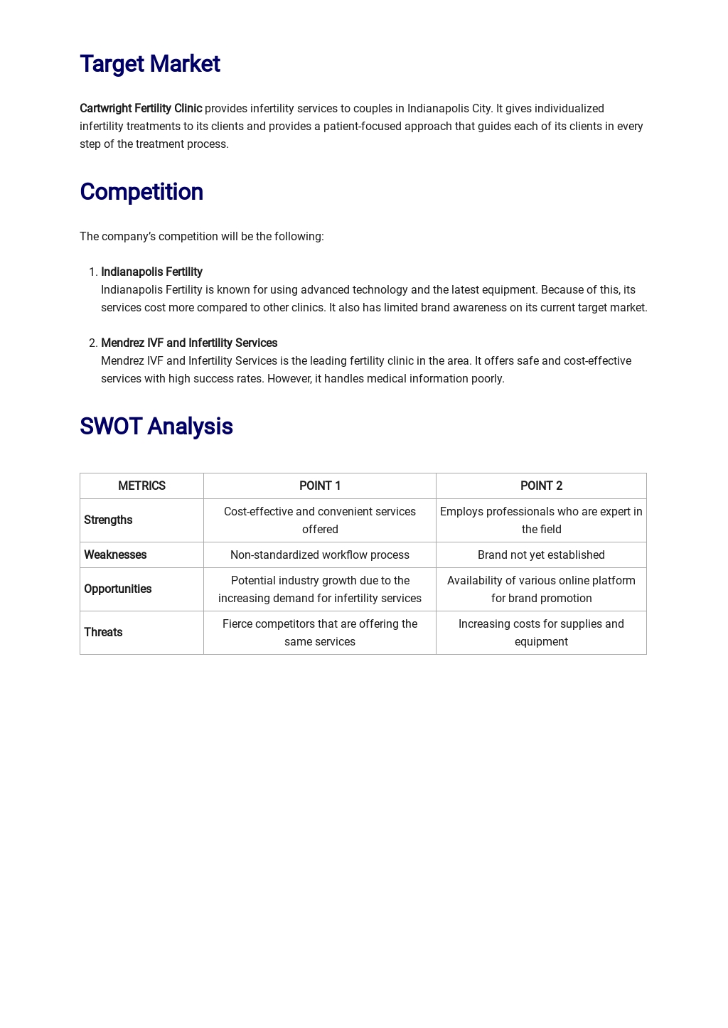 Fertility Clinic Business Plan Template [Free PDF] Word