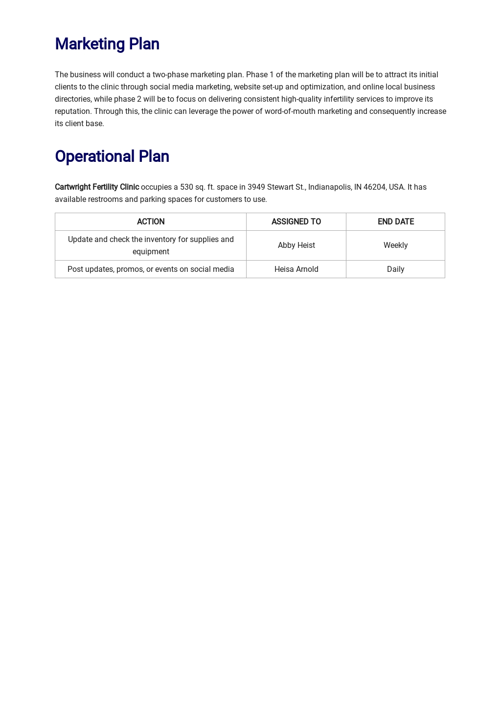 Fertility Clinic Business Plan Template [Free PDF] Word