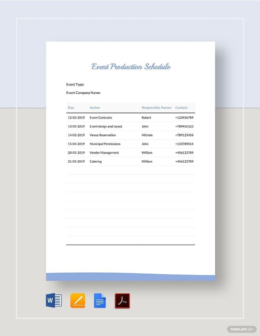 Film Production Schedule Template in PDF, Pages, Word, Google Docs