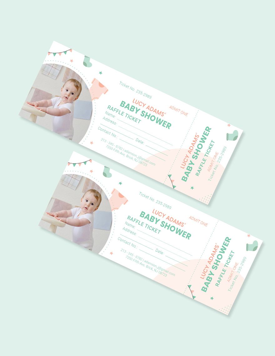 Baby Shower Raffle Ticket Template in PSD, Word, Illustrator, Publisher