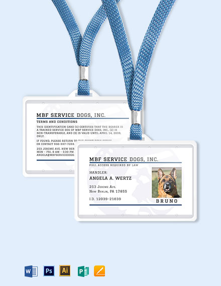 Printable service dog id card template free download - turtleniom