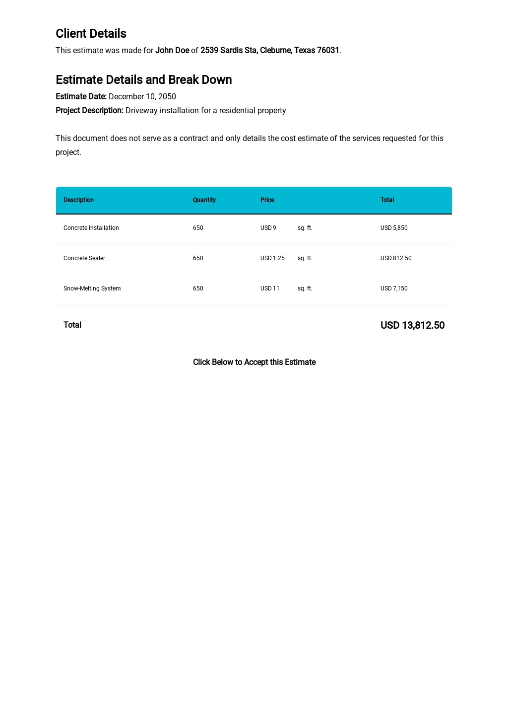 Project Estimate Template [Free PDF] Google Docs, Google Sheets