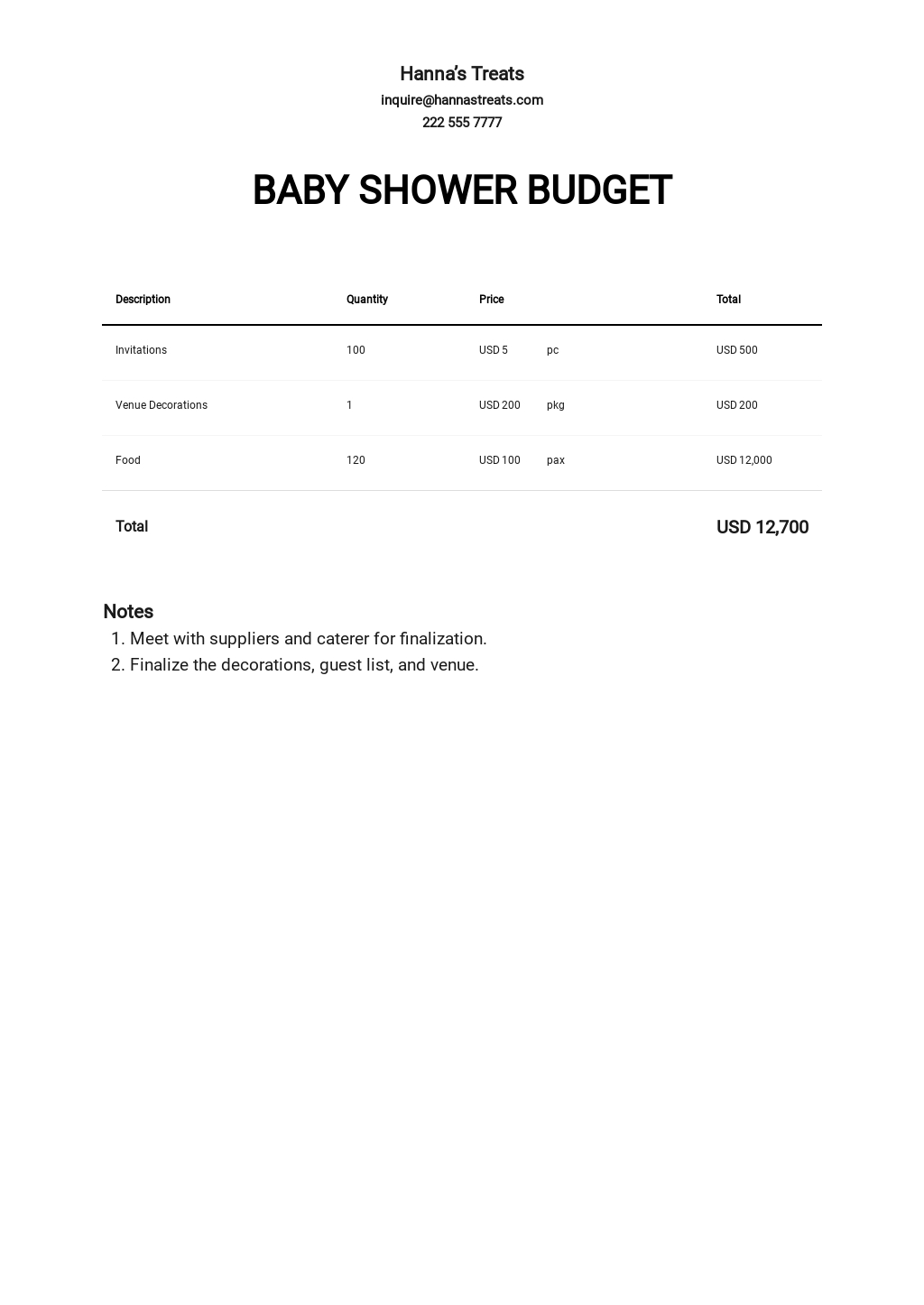 Baby Shower Budget Template [Free PDF] Word Excel Apple Pages