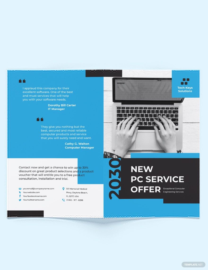 Computer Engineering BiFold Brochure Template in Publisher, Pages