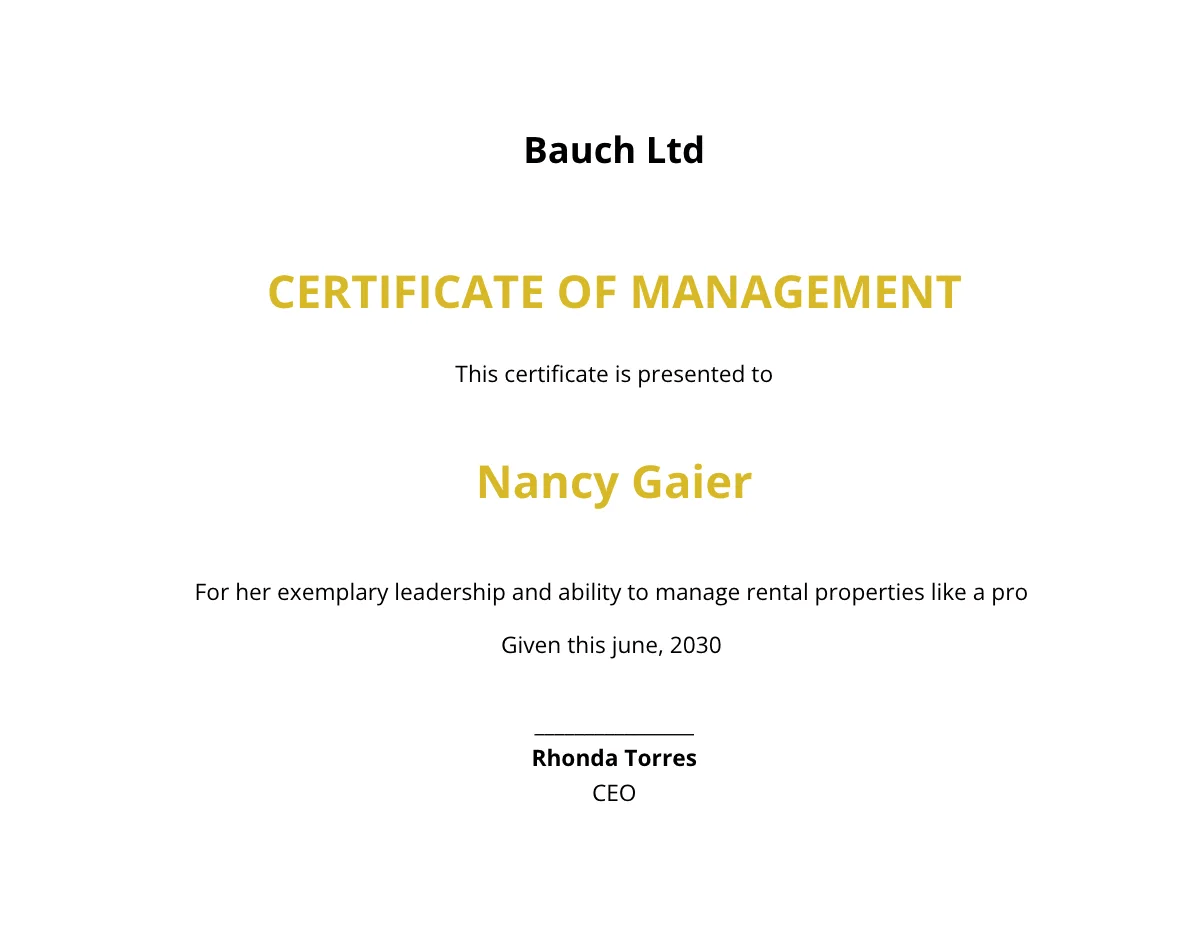 Certificate In Property Management Template Edit Online & Download
