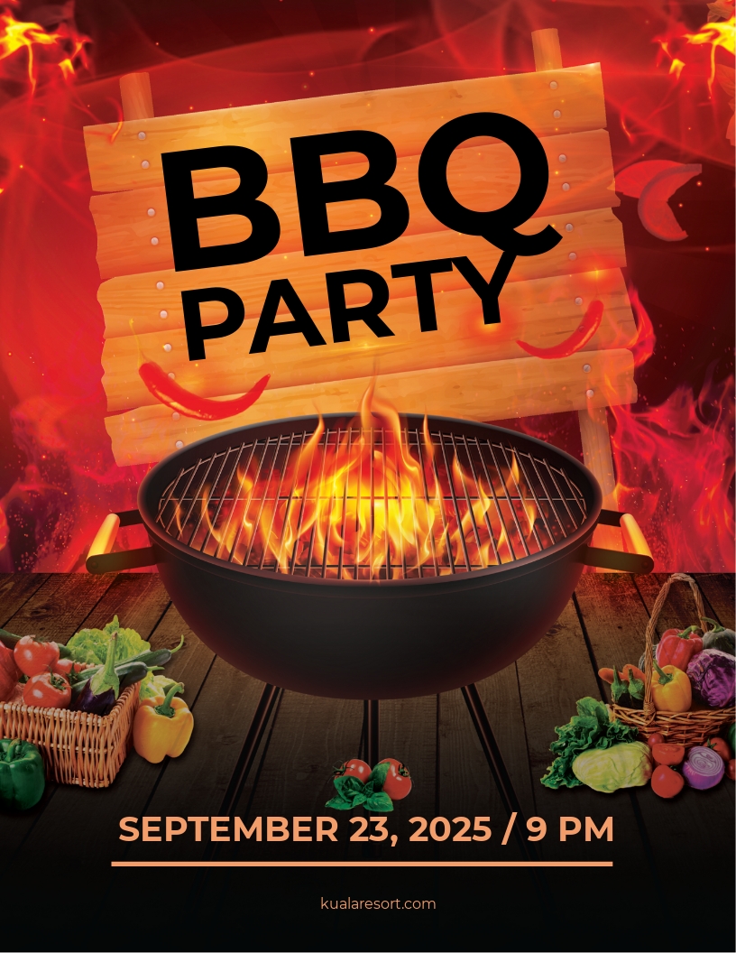 Summer BBQ Flyer Template Illustrator, Word, Apple Pages, PSD