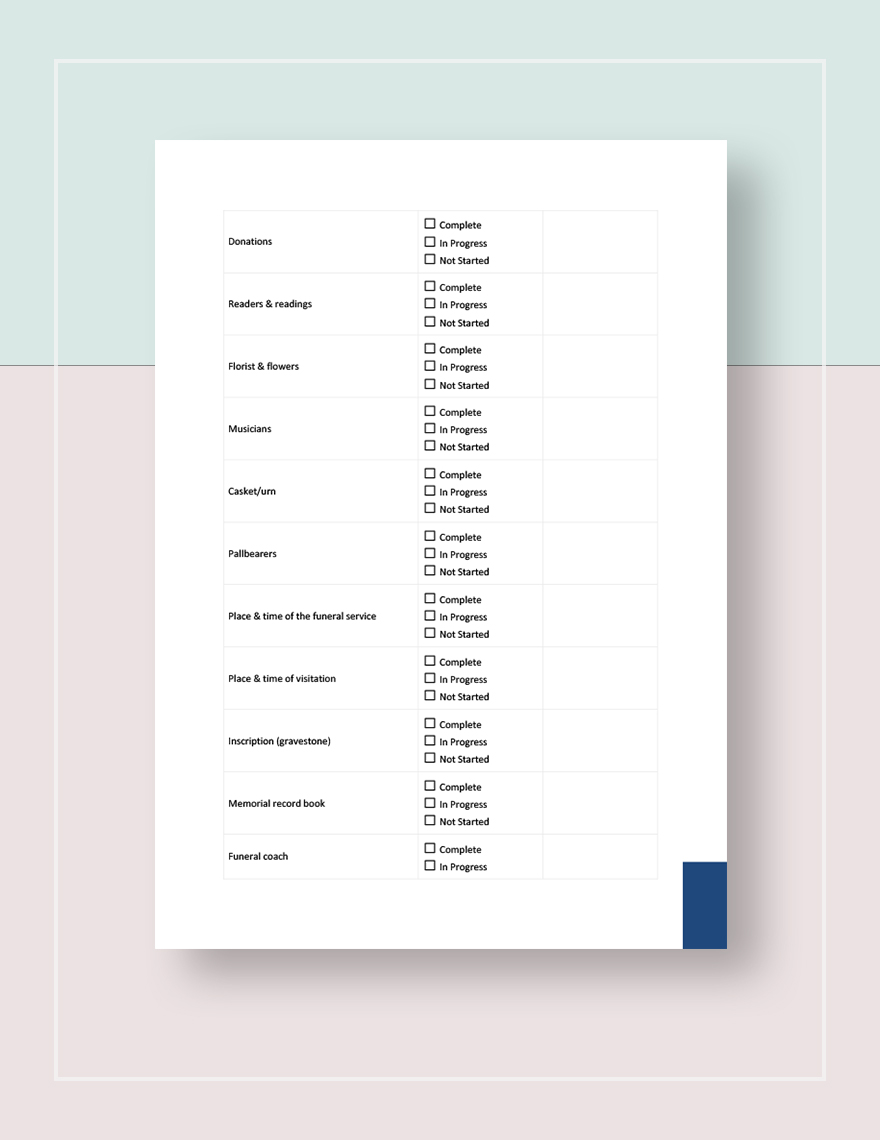 Funeral Checklist Template in Word, Pages, PDF, Google Docs Download