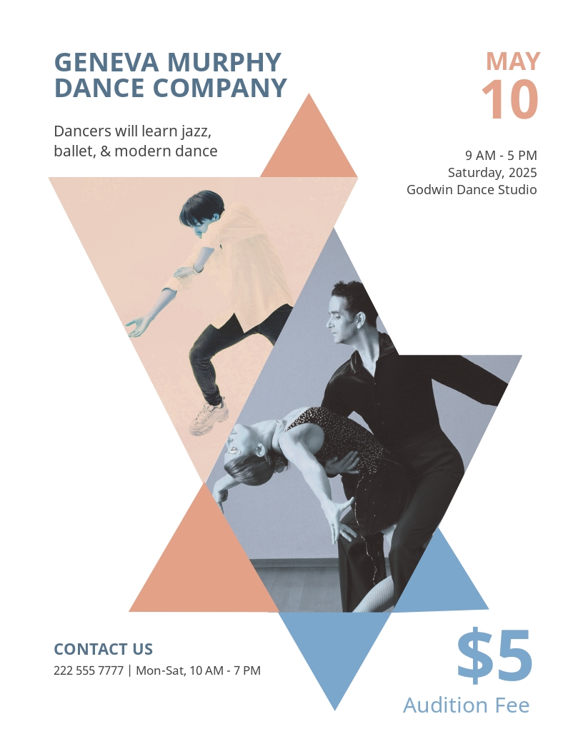 Dance Audition Flyer Template in Google Docs, Illustrator