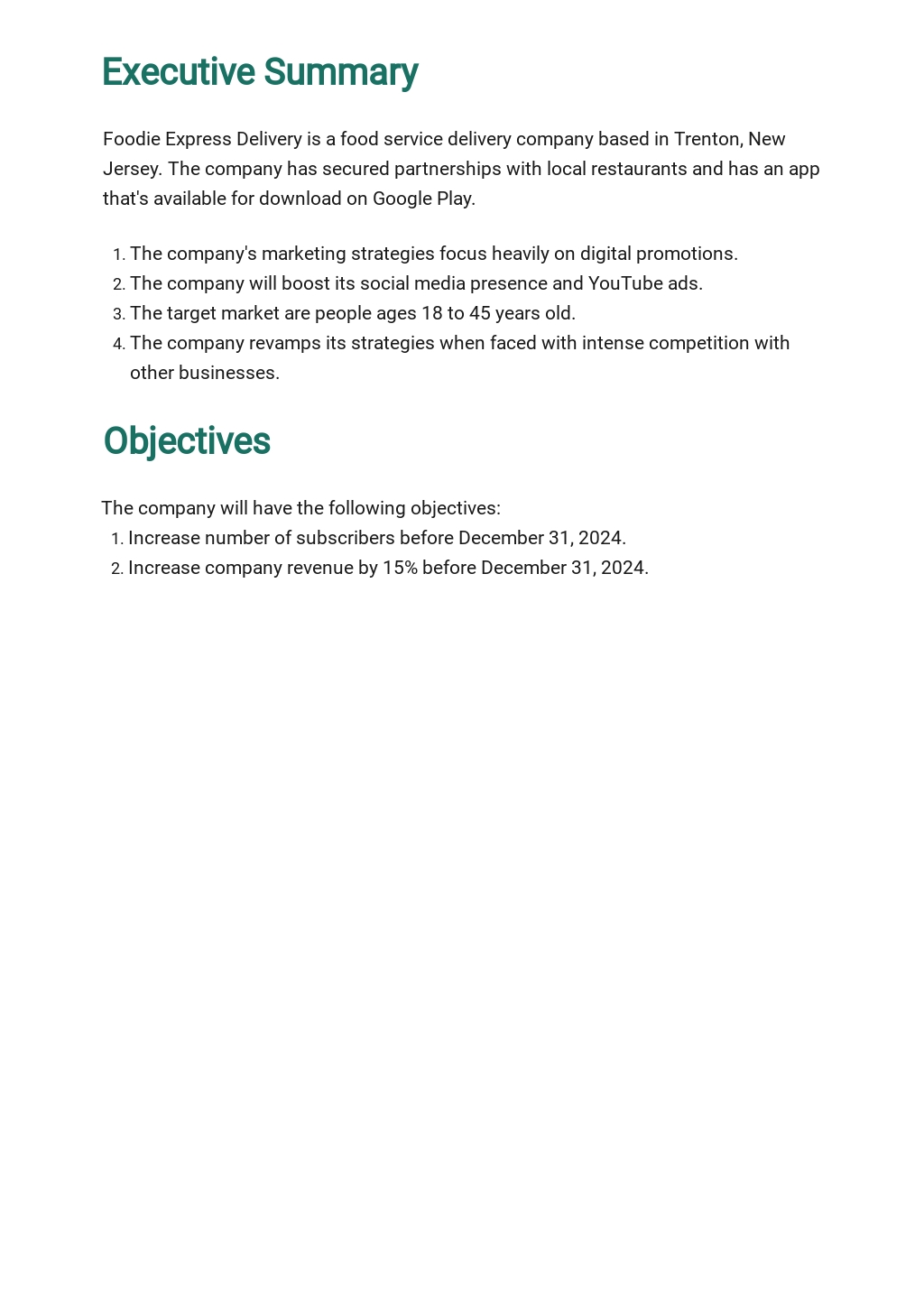 Food Delivery Service Marketing Plan Template [Free PDF