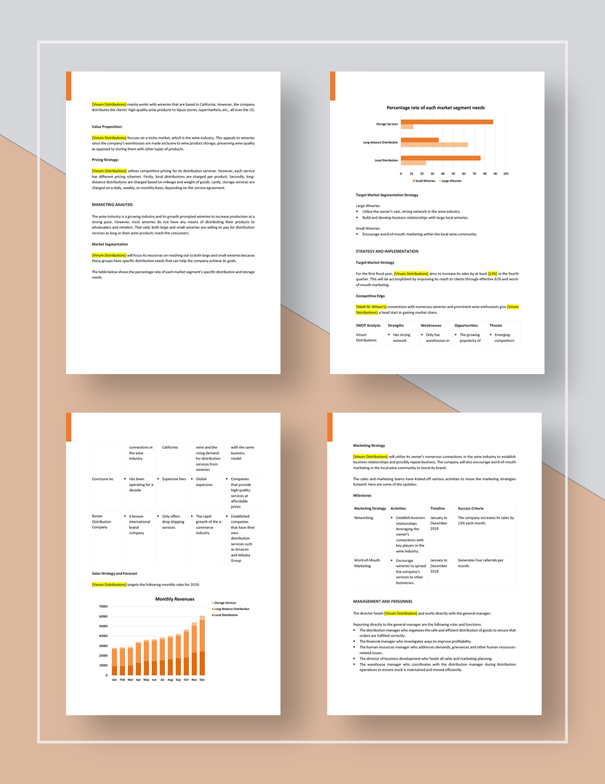 Distribution Marketing Plan Template in Word, Pages, Google Docs
