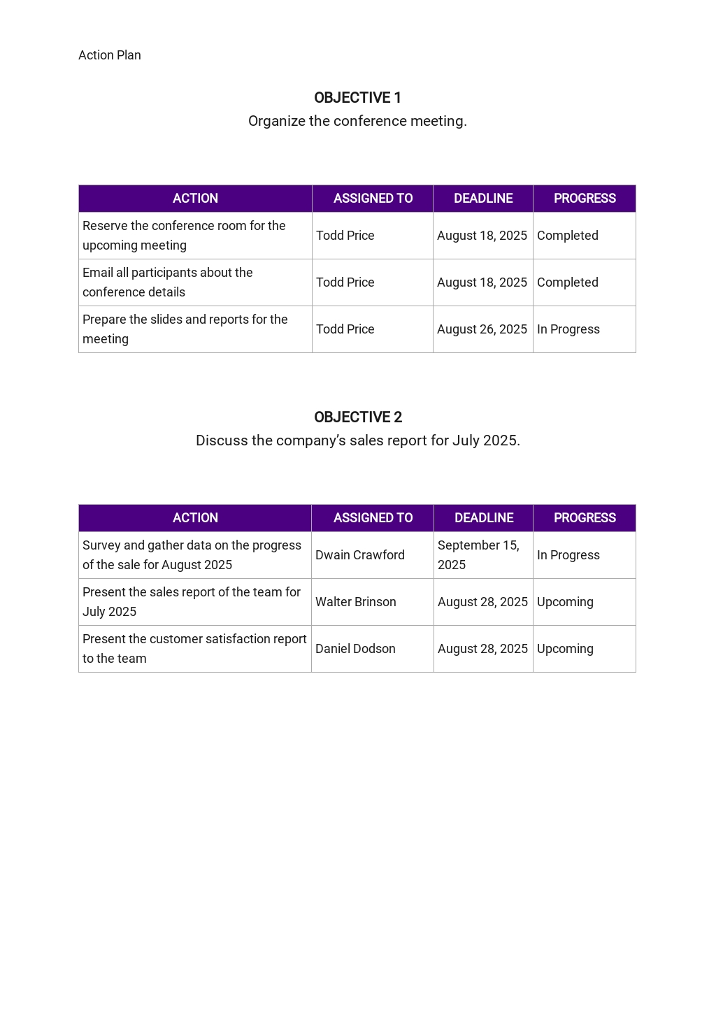 Conference Action Plan Template [Free PDF] Google Docs, Word, Apple