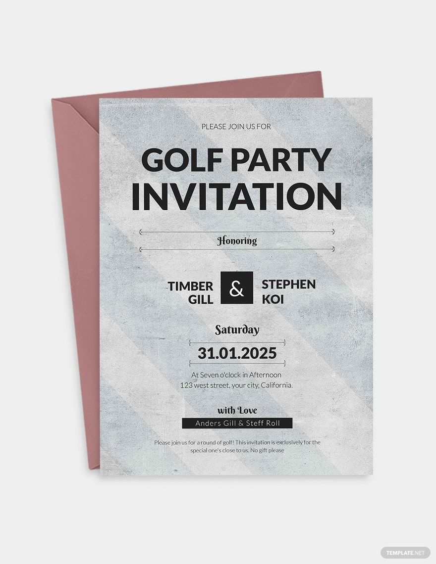 Free Simple Golf Party Invitation Template Download in PSD