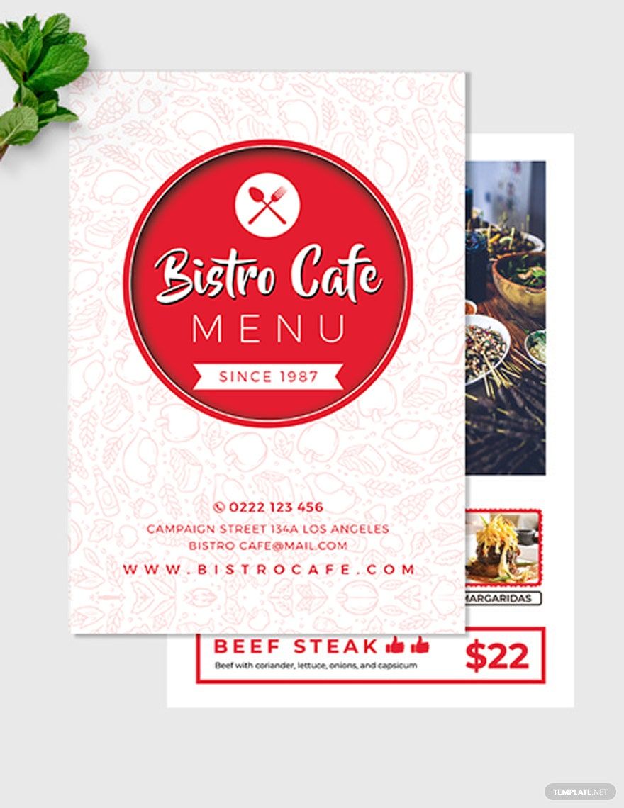 Printable Cafe Menu Table Tent Template