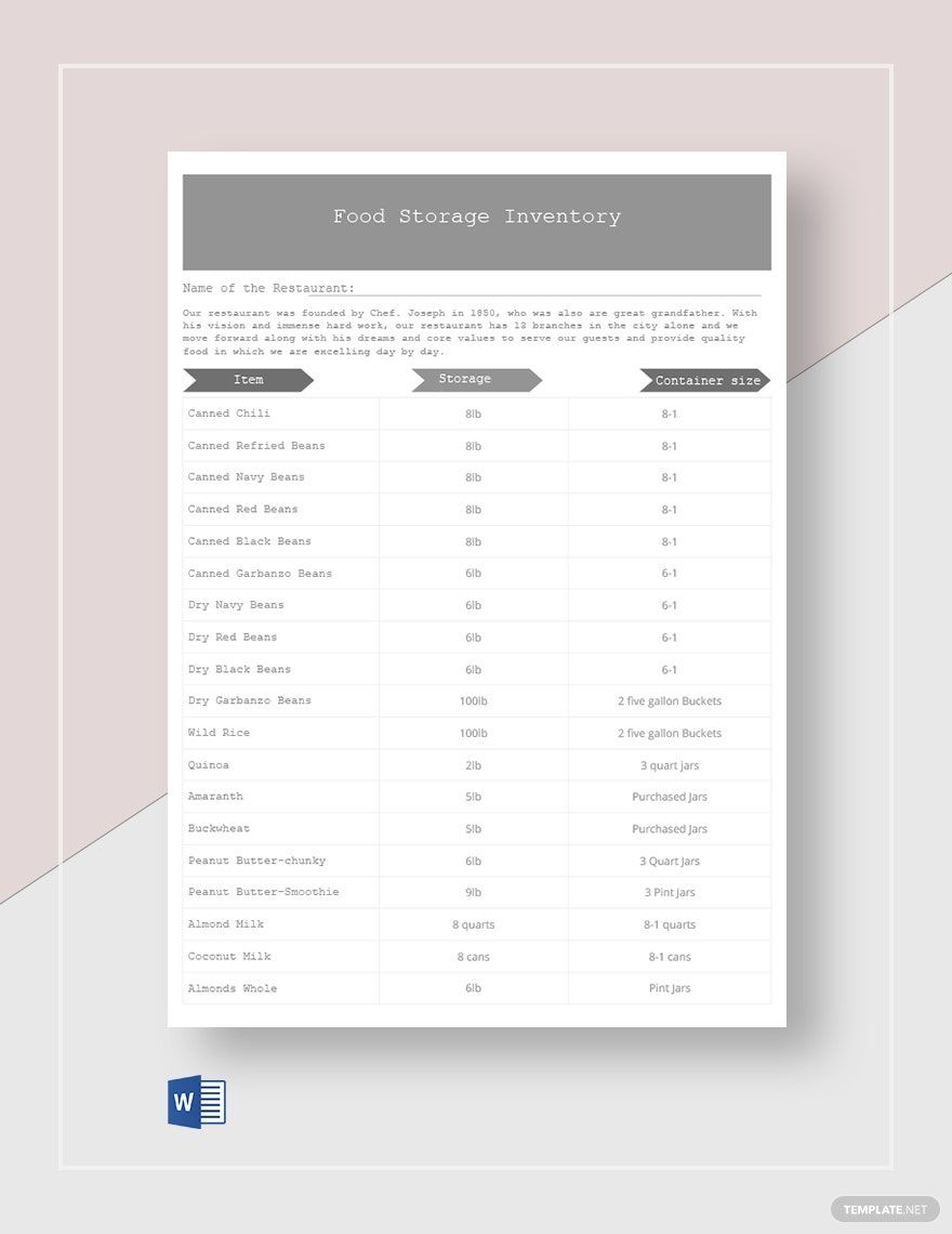 FREE Food Inventory Templates Download in Word, Google Docs, Excel