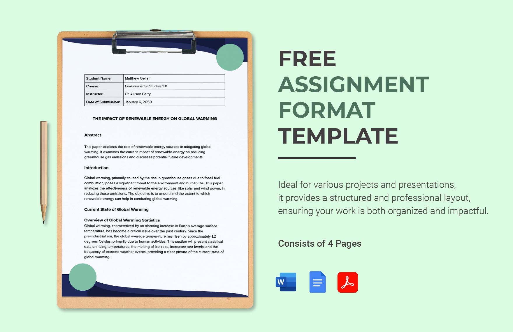 Free Assignment Format Template - Download in Word, Google Docs, PDF