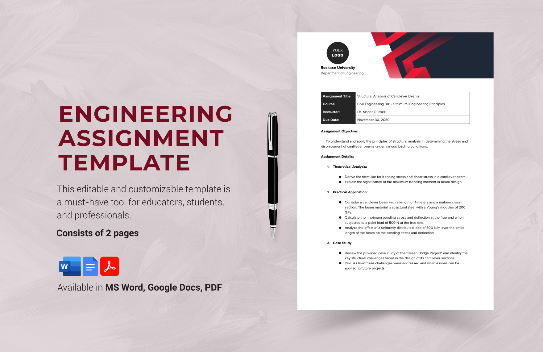 Engineering Assignment Template in Word, PDF, Google Docs Download