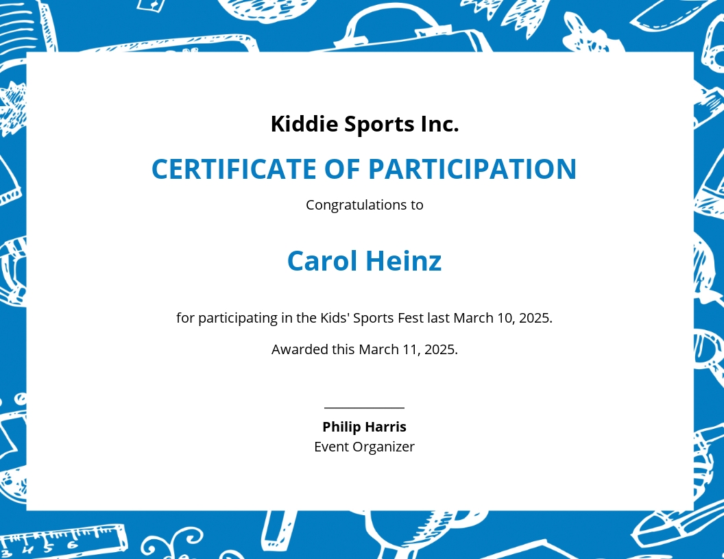 Certificate Of Participation Template Word