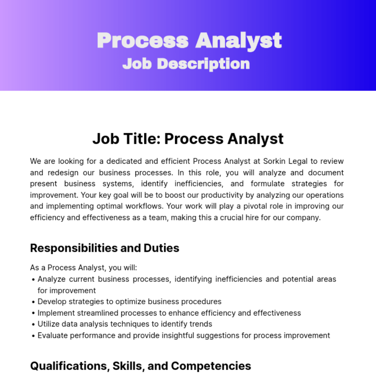Process Analyst Job Description Template Edit Online & Download