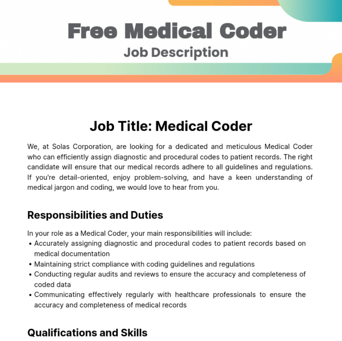 FREE Medical Job Description Templates & Examples Edit Online & Download