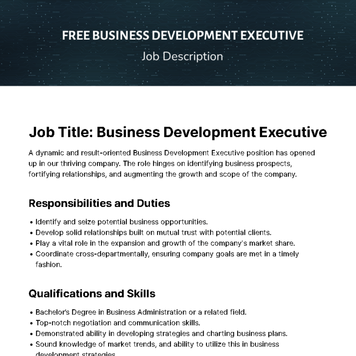 FREE Business Job Description Templates & Examples Edit Online