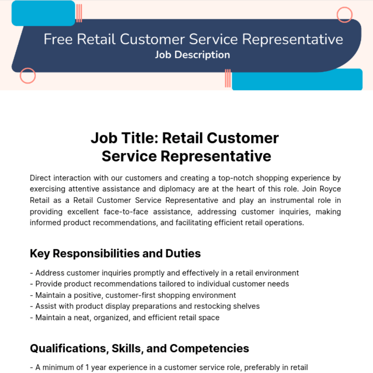 FREE Customer Service Job Description Templates & Examples Edit