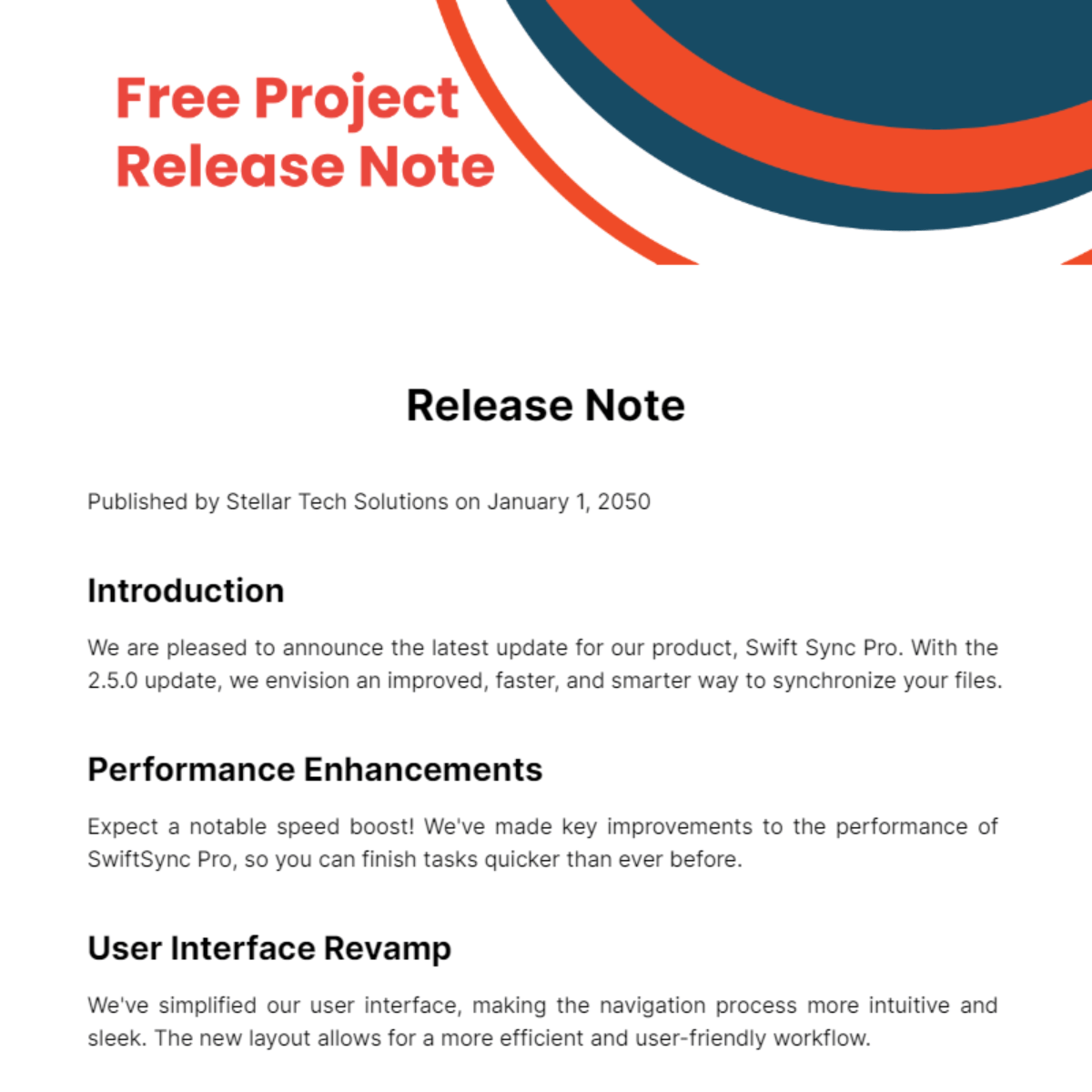 Project Release Note Template Edit Online & Download Example
