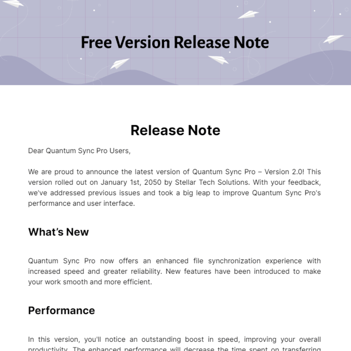 Version Release Note Template Edit Online & Download Example
