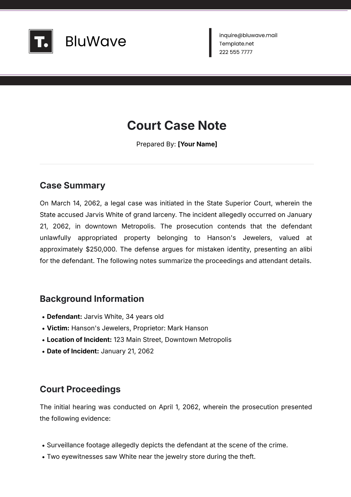 Free Case Note Templates, Editable and Printable