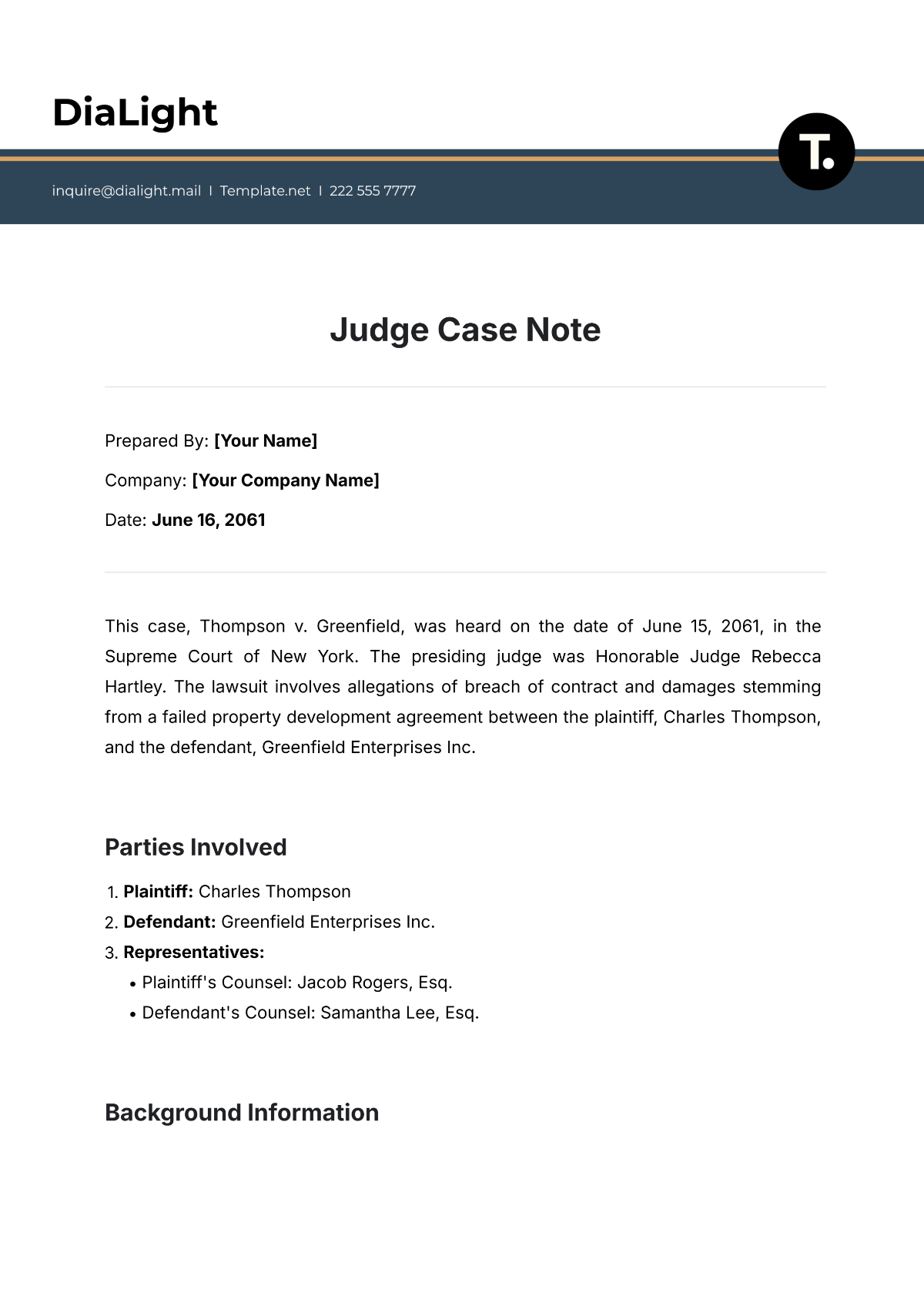 Free Case Note Templates, Editable and Printable