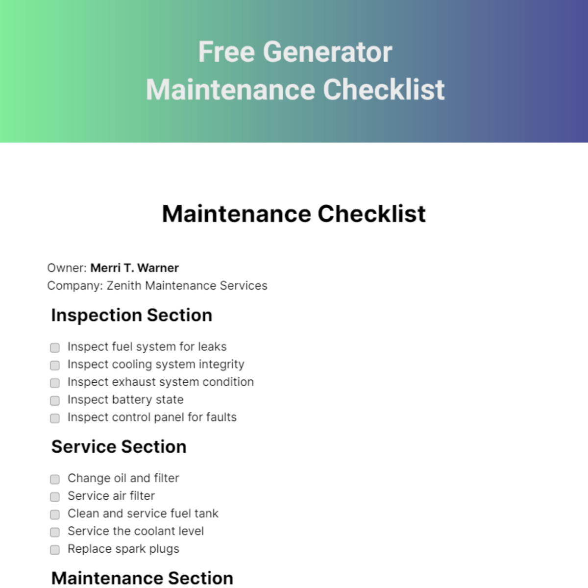 FREE Maintenance Checklist Templates & Examples Edit Online