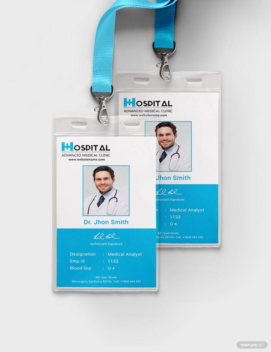 Hospital Visitor ID Card Template in Pages, Word, Illustrator, PSD