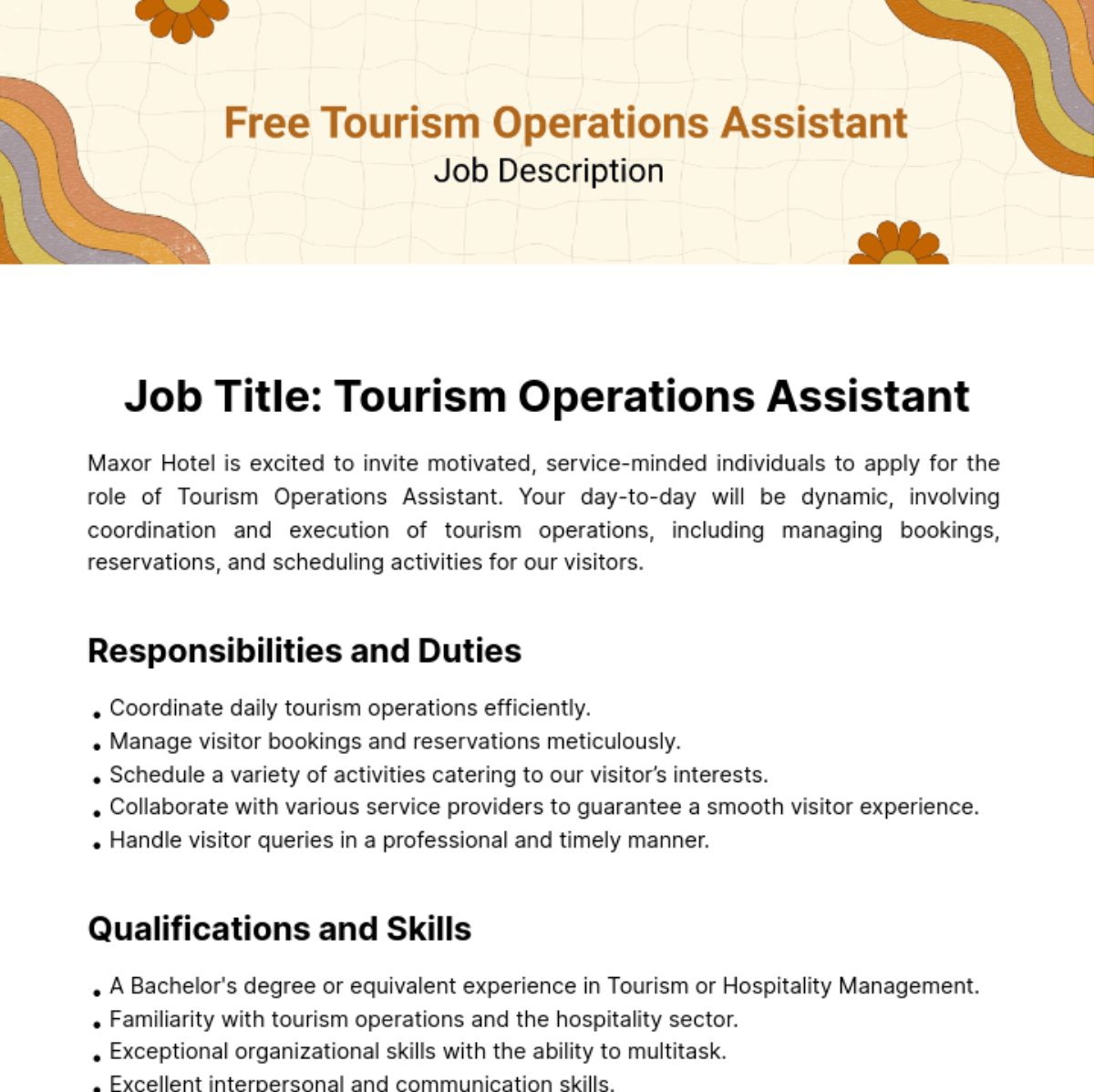 FREE Travel and Tourism Job Description Templates & Examples Edit