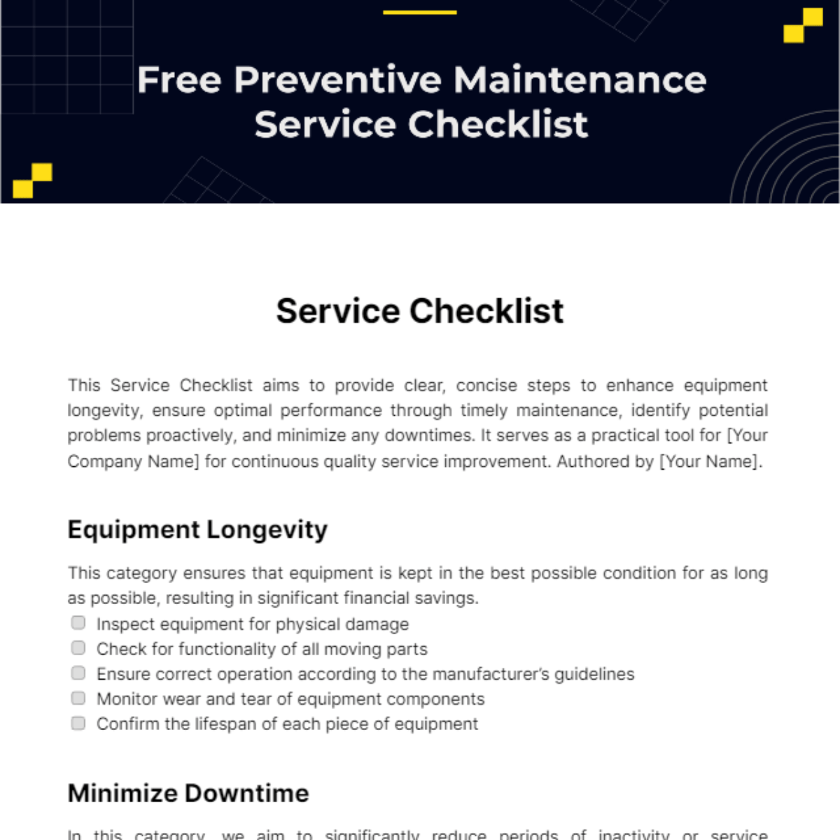 FREE Service Checklist Templates & Examples Edit Online & Download