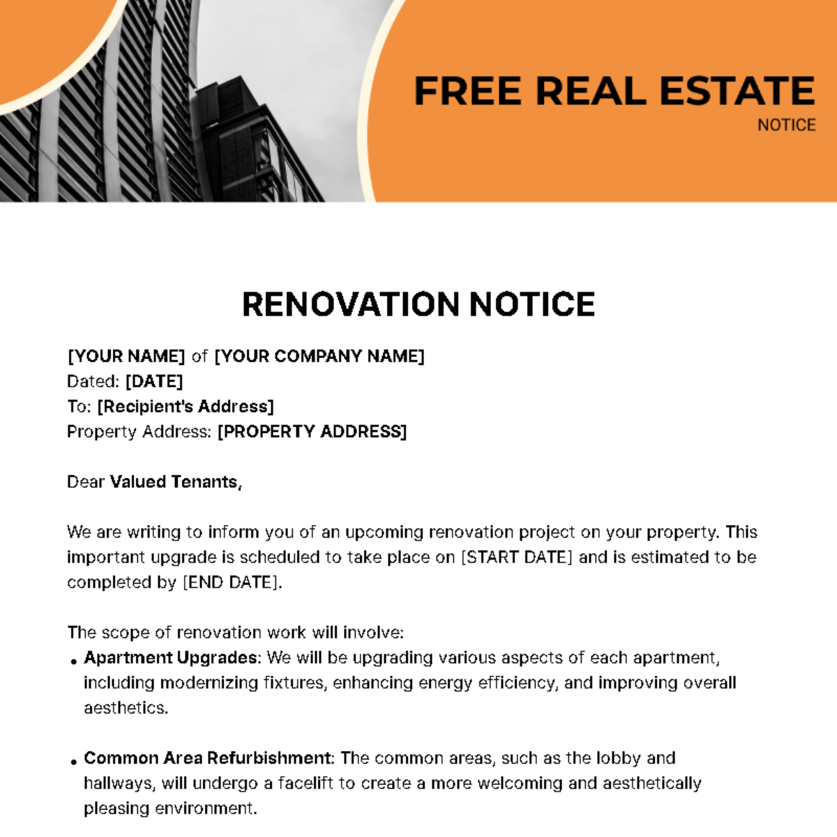 Real Estate Notice Templates Edit Online & Download