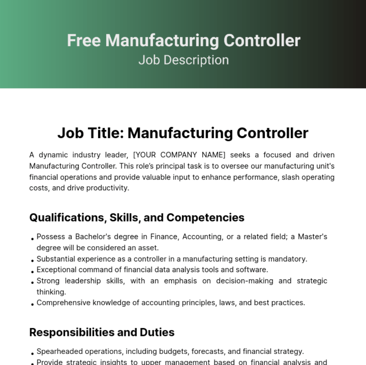 Page 2 FREE Job Description Edit Online & Download