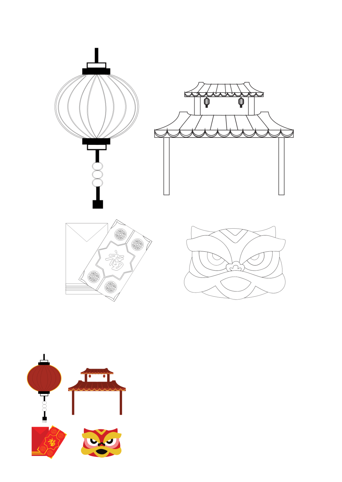 Chinese New Year Decorations Coloring Pages Template Edit Online & Download Example