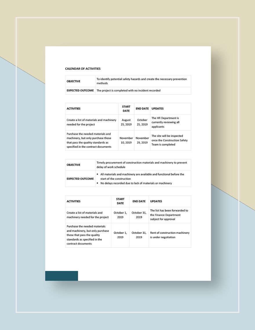 Construction Work Plan Template in Google Docs, Word, Pages Download